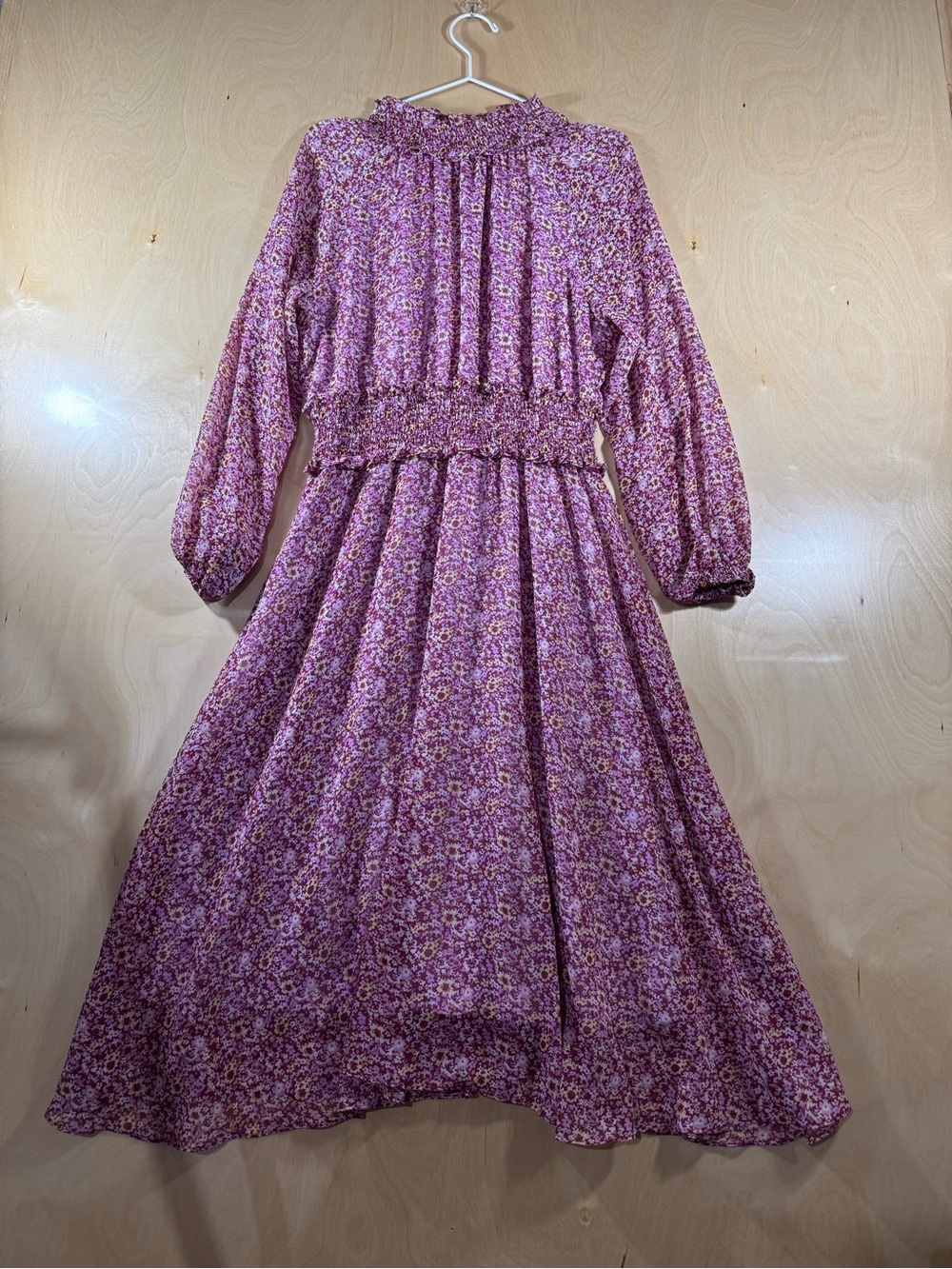 Opt Smocked Waist Long Sleeve Floral Midi Dress Size Medium